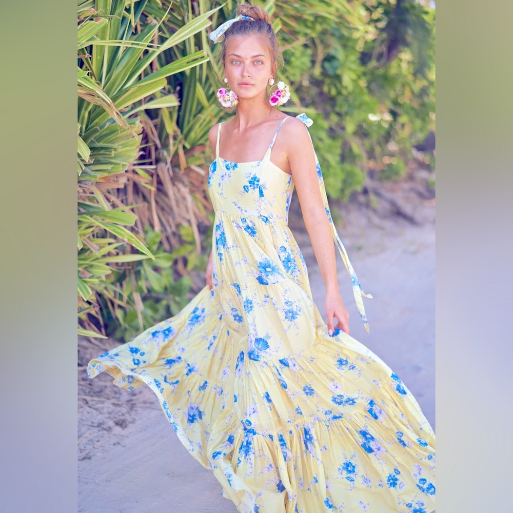 LoveShackFancy Yellow & Blue Maxi Sundress - Picture 2 of 4